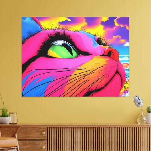 Celestial Whiskers: de droom van een kat Canvas Afdruk (Insitu (Woonkamer))