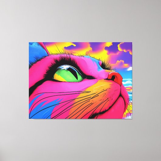 Celestial Whiskers: de droom van een kat Canvas Afdruk (Voorkant)