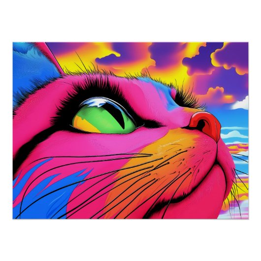 Celestial Whiskers: de droom van een kat Perfect Poster (Voorkant)