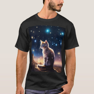 Celestial Whiskers: De reis van een kitten door de T-shirt