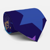 Celestial Whispers Necktie - Blauwe Sterren op de Stropdas (Opgerold)