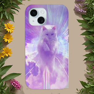 Celestial White Cat – Dromerige en levendige kunst iPhone 15 Case