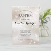 Celestial White Gold Stars Baptism Christening Kaart (Staand voorkant)