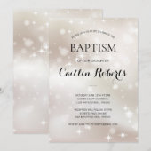 Celestial White Gold Stars Baptism Christening Kaart (Voorkant / Achterkant)