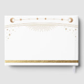 Celestial White Gold Sun Moon Stars Wedding  Gastenboek (Achterkant)