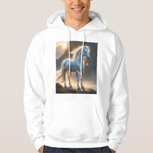 Celestial White Horse Fantasy Art T-shirt 🌄✨ (Voorkant)