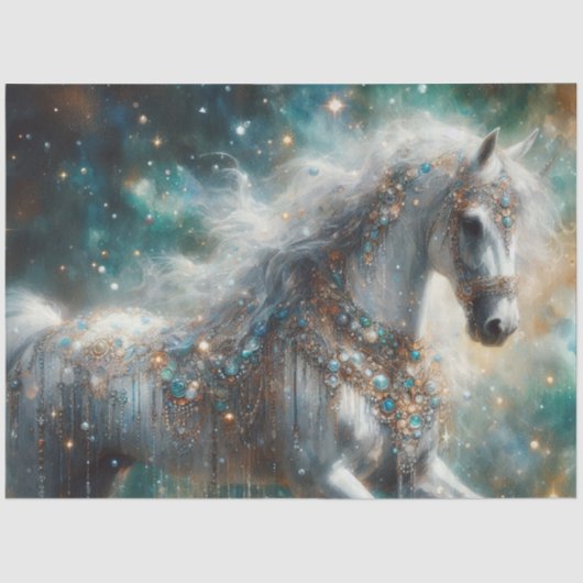 Celestial White Horse Magic Decoupage Tissuepapier (Voorkant)