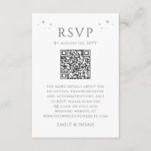 Celestial White Silver Budget QR Code RSVP Foto Informatiekaartje (Voorkant)