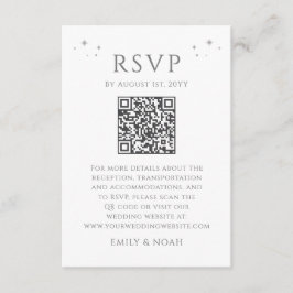 Celestial White Silver Budget QR Code RSVP Foto Informatiekaartje