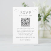 Celestial White Silver Budget QR Code RSVP Foto Informatiekaartje (Staand voorkant)