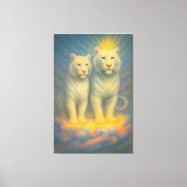 Celestial White Tiger Couple – Warm Golden Aura Fi Canvas Afdruk (Voorkant)
