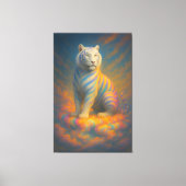 Celestial White Tiger – Divine Pastel Aura Fantasy Canvas Afdruk (Voorkant)