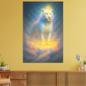 Celestial White Tiger – Divine Rainbow Aura Fantas Canvas Afdruk (Insitu (Woonkamer))