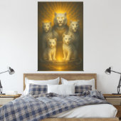 Celestial White Tiger Dynasty – Golden Divine Fami Canvas Afdruk (Insitu (Slaapkamer))