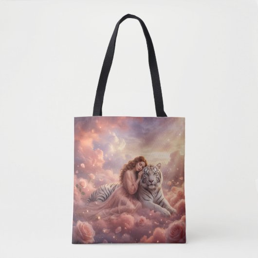 Celestial White Tiger Fantasy Tote Bag (Voorkant)