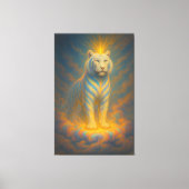 Celestial White Tiger – Golden Halo Divine Fantasy Canvas Afdruk (Voorkant)