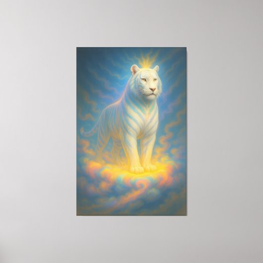 Celestial White Tiger King – Divine Light Guardian Canvas Afdruk (Voorkant)