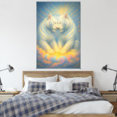 Celestial White Tiger Lovers – Divine Rainbow Clou Canvas Afdruk (Insitu (Slaapkamer))