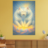 Celestial White Tiger Lovers – Divine Rainbow Clou Canvas Afdruk (Insitu (Woonkamer))