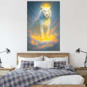 Celestial White Tiger – Radiant Sky Guardian Fanta Canvas Afdruk (Insitu (Slaapkamer))