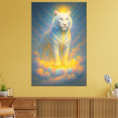 Celestial White Tiger – Radiant Sky Guardian Fanta Canvas Afdruk (Insitu (Woonkamer))