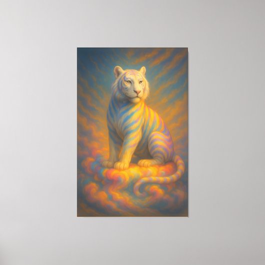 Celestial White Tiger – Rainbow Aura Guardian Fant Canvas Afdruk (Voorkant)