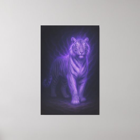 Celestial White Tiger – Sapphire Spirit Surge Canvas Afdruk (Voorkant)