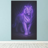Celestial White Tiger – Sapphire Spirit Surge Canvas Afdruk (Insitu (Houten vloer))