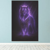 Celestial White Tiger – Thunderborn Azure Glow Canvas Afdruk (Insitu (Houten vloer))