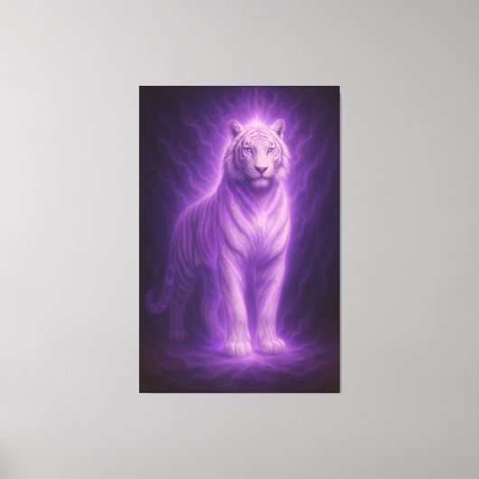Celestial White Tiger – Violet Spirit Ascension Canvas Afdruk (Voorkant)