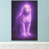 Celestial White Tiger – Violet Spirit Ascension Canvas Afdruk (Insitu (Houten vloer))