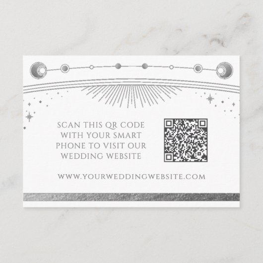 Celestial White Wedding Website RSVP QR Code Informatiekaartje (Achterkant)