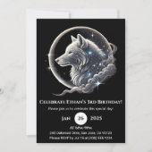 Celestial White Wolf Moon Birthday Invitation Kaart (Voorkant)