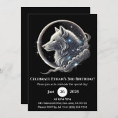 Celestial White Wolf Moon Birthday Invitation Kaart (Voorkant / Achterkant)