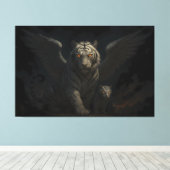 Celestial Winged White Tiger & Cub | ManJiangHong  Canvas Afdruk (Insitu (Houten vloer))