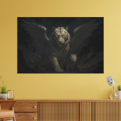 Celestial Winged White Tiger & Cub | ManJiangHong  Canvas Afdruk (Insitu (Woonkamer))