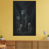 Celestial Winged White Tiger Family – Moonlit Guar Canvas Afdruk (Insitu (Woonkamer))