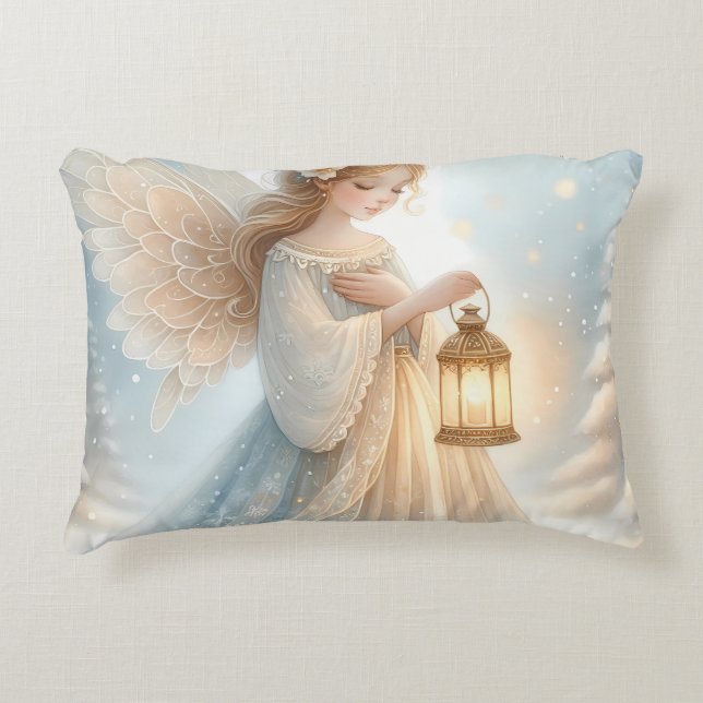 Celestial Winter Angel Lantern of Comfort Accent Kussen (Voorkant)