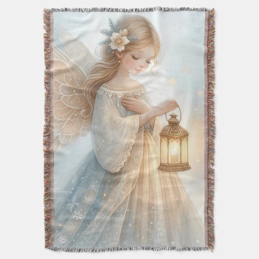 Celestial Winter Angel Lantern of Comfort Deken (Voorkant Verticaal)
