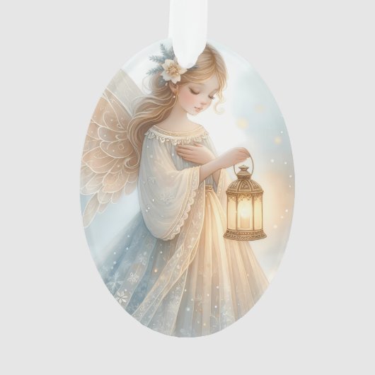 Celestial Winter Angel Lantern of Comfort Ornament (achterkant)