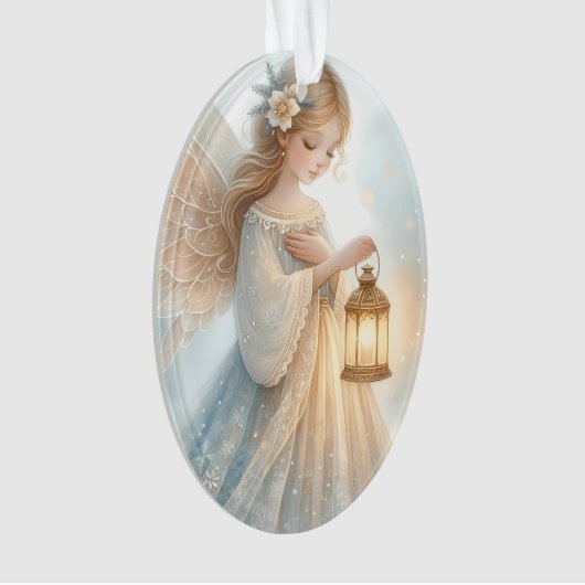 Celestial Winter Angel Lantern of Comfort Ornament (voorkant)