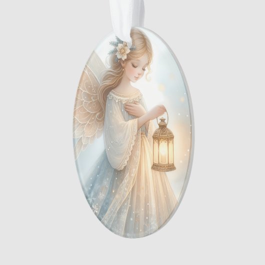 Celestial Winter Angel Lantern of Comfort Ornament (voorkant)