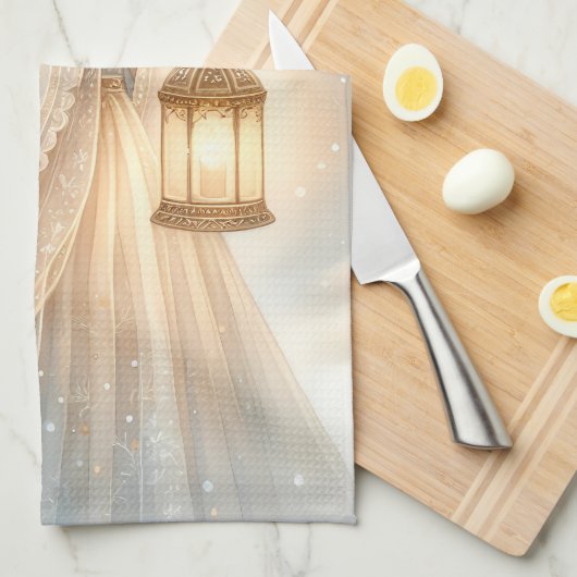 Celestial Winter Angel Lantern of Comfort Theedoek (Quarter Fold)