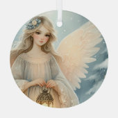 Celestial Winter Angel Lantern of Grace Glas Ornament (Achterkant)