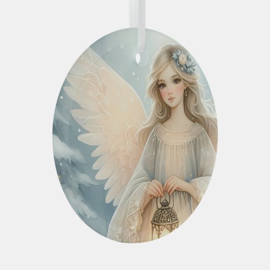 Celestial Winter Angel Lantern of Grace Glas Ornament (Voorkant Rechts)