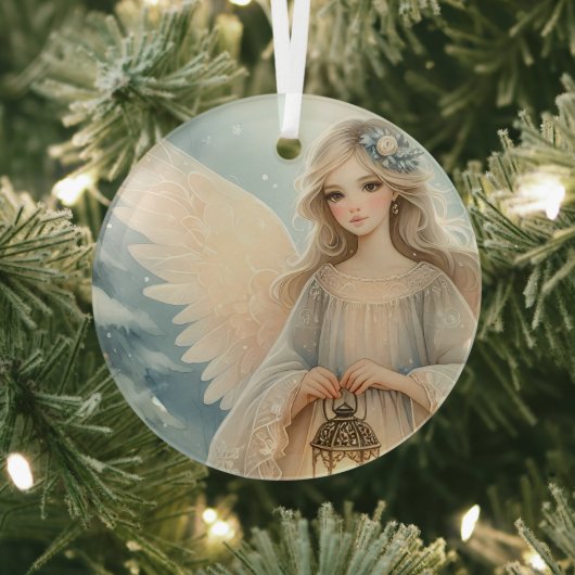 Celestial Winter Angel Lantern of Grace Glas Ornament (Insitu)