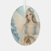 Celestial Winter Angel Lantern of Grace Glas Ornament (Voorkant links)