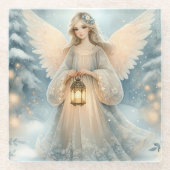 Celestial Winter Angel Lantern of Grace Glazen Onderzetter (Voorkant)