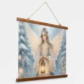 Celestial Winter Angel Lantern of Grace Hangend Wandkleed (Gebogen)