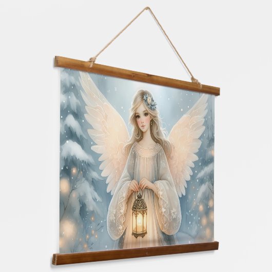 Celestial Winter Angel Lantern of Grace Hangend Wandkleed (Gebogen)
